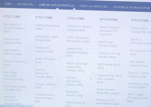 Industry wise job info